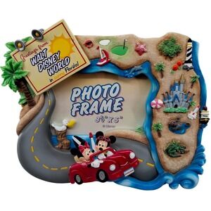 Greetings From Walt Disney World 3.5x5 Photo Frame Ceramic Mickey & Minnie Mouse